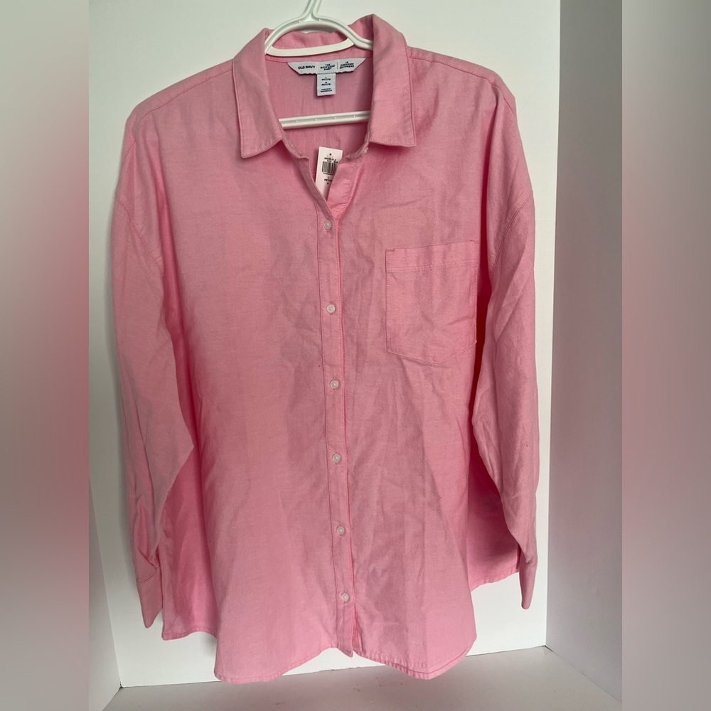 Old Navy Boyfriend Shirt Women’s L Pink Top Button